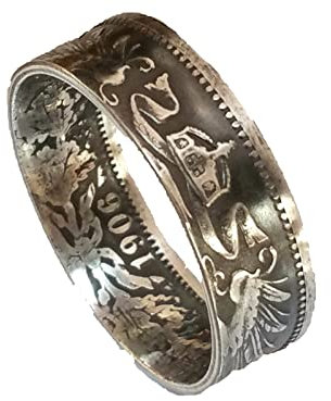 Münzring 1 Mark Kaiserreich Silber 900er 1891-1916 Größe 54 bis 60