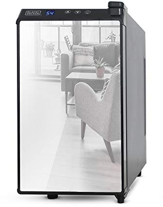 BLACK+DECKER Wine Cooler 8 Bottle,Wine Fridge Thermoelectric with Mirrored Front,Freestanding Wine Cooler Refrigerator &LED Display,BD60326