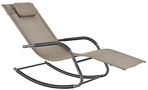 [en.casa] Schaukelliege Caracena 147x63x89cm Sonnenliege bis 120kg Schwingliege Schaukelnd Beige