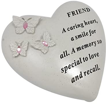 Adorno de tumba personalizado/placa conmemorativa con corazón con 3 mariposas y gemas azules, decoración de tumba, regalo en el recuerdo amoroso de tus seres queridos fallecidos (amigo)