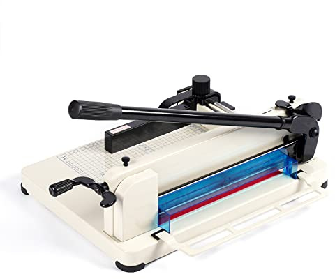 Heavy Duty Paper Cutter,12 inch Guillotine Paper Cutter,Guillotine Paper Cutters and Trimmers Cards Leather with Metal Base for Office Home School (White, a4)