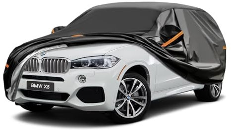 GUNHYI Autoabdeckung Wasserdicht und atmungsaktiv, Abdeckplane Geeignet für BMW X5, Audi Q7/Q8, Cayenne, Touareg, XC90, Range Rover, SUV Vollgarage Autoplane mit 7 Schichten Material.(485 zu 510 cm)