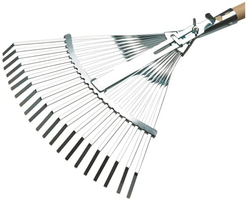 Rastrello foglie giardino , Rastrello Regolabile a 21 denti , Scopa da giardino in acciaio zincato , senza manico