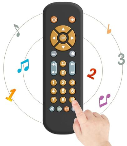 KOESMG Juguete de Control Remoto de TV para bebés con luz y Sonido, Juguetes Musicales educativos tempranos con inglés/francés/español, Regalo de Juguete para 6 Meses+