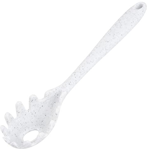 MAGICLULU fangen Kochlöffel aus Metall Nudel Kochutensilien Spachella Filter Sieb Spaghettilöffel zu Hause Küchengerät Farbpunkte Server Küchenutensilien Pasta Kieselgel Weiß