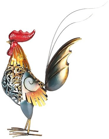 Hztyyier Sculpture de Coq en Métal, Statue Décorative en Fer pour Jardin, Terrasse, Maison