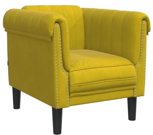 vidaXL Sillón, Silla Tapizada con Respaldo Reposabrazos, Sofá de Descanso Relax Televisión, Asiento para Salón Hogar, Terciopelo Amarillo