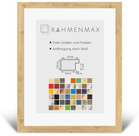 RahmenMax® Morena A1 Bilderrahmen Holz 59,4x84 cm zum Aufhängen/Bilderrahmen Maßanfertigung möglich/MDF Posterrahmen/Bilder Rahmen in Fichte Dekor mit 1mm klarem Acrylglas/Puzzle Rahmen