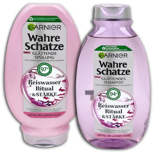TOPDeal 2 er Set Haarpflege Wahre Schätze Glättendes Shampoo +Spülung Reiswasser Ritual & Stärke 300 +250ml