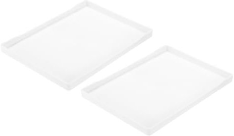 QUARKZMAN 2 Piezas Bandeja de Servicio Pequeña Blanca Mini Bandeja 9 x 12 Bandejas de Servicio Rectangulares de Plástico Decorativas Bandeja de Madera para Desayuno Cocina Baño
