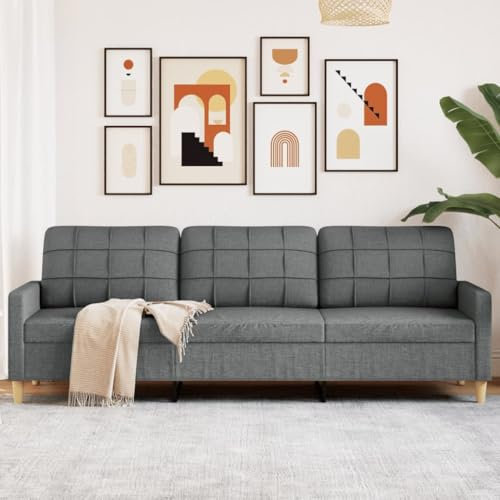 Homgoday 3-sitsig soffa, soffa, modern gästsoffa, relaxsoffa, loungesoffa, relaxsoffa, bäddsoffa, dubbelsoffa, sittmöbler för vardagsrum, sovrum, mörkgrå, 210 cm tyg