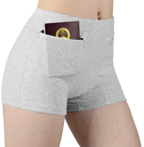 Alienjoy Biancheria intima antifurto delle donne con tasca segreta mutandine femminile per viaggio vacanza soldi carta passaporto sicurezza protezione, grigio., S(Tag XL)