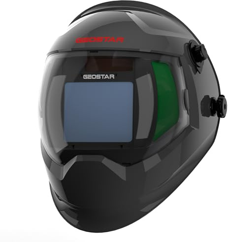 GEOSTAR Automatik Schweißhelm 180°Sichtfeld, Echte Farbe Schweißmaske Solarbetriebene, Abdunkelung DIN 4 bis DIN 16, Optische Klasse 1/1/1/1, für TIG MIG ARC