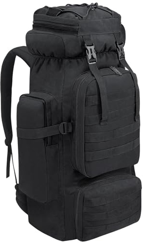 Lizbin Wanderrucksack 80L Rucksack für Herren Damen, Reiserucksack, wasserdichter Outdoor-Sport-Tagesrucksack, großer Rucksack Camping Trekking Taschen, Reiserucksack zum Campingklettern (Schwarz)
