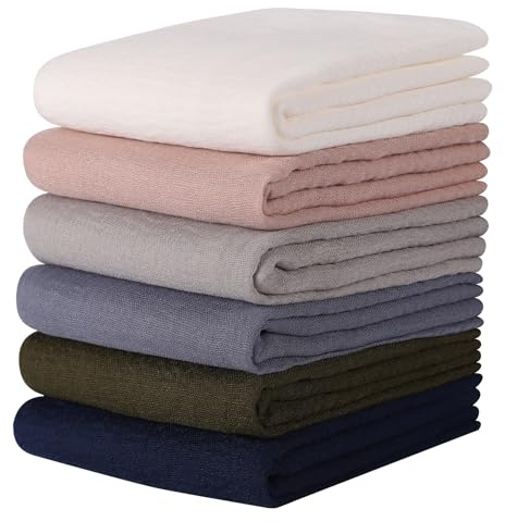Febfim 6PCS Women Soft Cotton Linen Crinkle Scarves Shawl Fashion Muslin Ladies Priceable Hijab Head Scarf (Color 6)