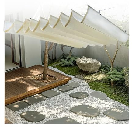 Cubierta retráctil impermeable para toldo, ideal para patios, pabellones y áreas al aire libre, diseño flexible. Tamaño: 2 m x 5 m, protección UV y resistente al viento