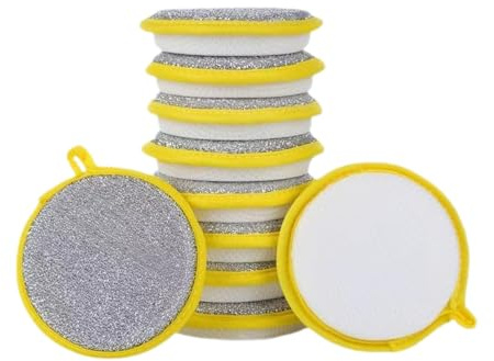 Nrubweal Double Sided Dish Sponges, Extra Thick 2.5cm Scrub Sponges Non Scratch for Kitchen, Heavy Duty Scouring Pads with Handle Hole for Dish Washing, Sink & Stove Cleaning (10 Pack)