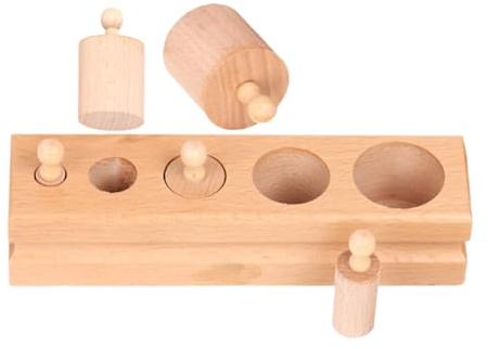 Juego de formas apilables y de encastre | Juegos de combinación con troncos de pomo y huecos | con cilindros de pomo | Para niños en edad preescolar para aprendizaje, desarrollo y entrenamiento
