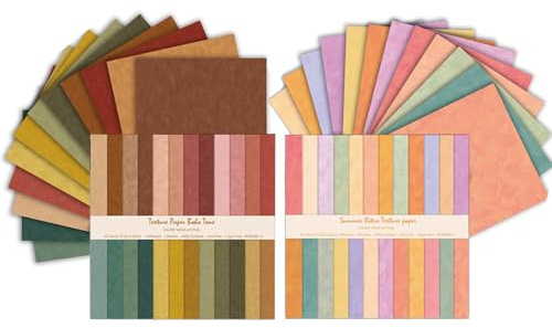 Scrapbook papper 48 ark, 15,2 x 15,2 cm, dubbelsidigt mönsterpapper, 6 tum dekorativt pappersset, flerfärgat hantverk papper för gör-det-själv fotoalbum och scrapbook-dekoration (röd och orange)
