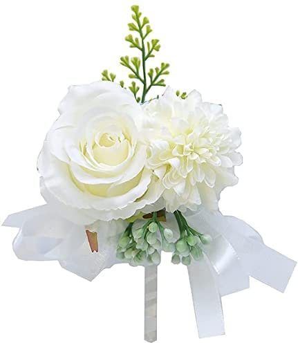 LNNSHX Poignet Corsage Ruban Mariée Corsage Main Bracelet Décoratif Bracelet Demoiselle d'honneur Rideau Bande Clip Bouquet Poignet Corsage pour Les Mariages