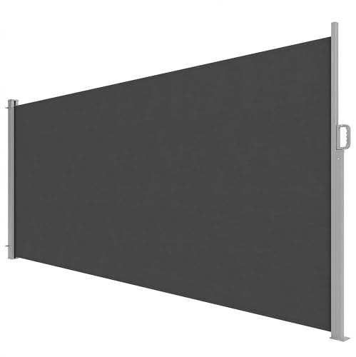 Outsunny Tenda Laterale Retrattile 420x185 cm Grigio Scuro UV50+ Privacy