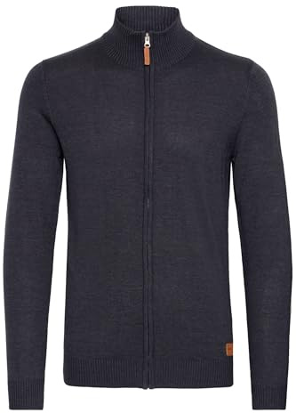 Blend BHNorman Herren Strickjacke Cardigan Feinstrick Pullover mit Stehkragen Reißverschluss Rippbündchen Baumwollmischung Regular fit, Größe:L, Farbe:Navy (70230)