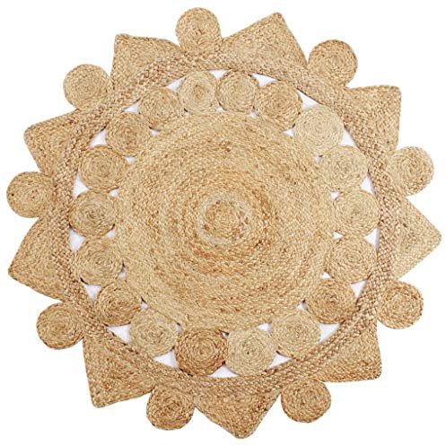 vidaXL Alfombra Tejida a Mano de Yute Trenzado Decoración Interior Hogar Casa Jardín Bricolaje Estera Moqueta Flexible Suave al Tacto Moderna 150cm