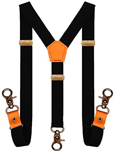 MENDENG Men Black Y Back Suspenders Bronze Snap Hooks Braces for Wedding Party