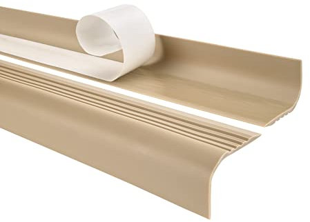 Quest Stair Edge Profile Self-Adhesive PVC Plastic Stair Edge Protection 52 x 40 mm Rounded Beige 150 cm