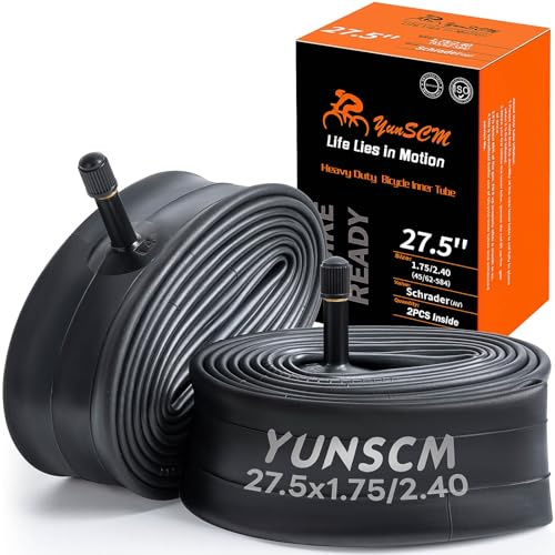 YUNSCM 2-PCS 27.5 Heavy Duty Bike Tubes 27.5 x 1.75/2.40 AV Schrader Valve 45/62-584 Inner Tubes Compatible with Bicycle Tubes 27.5x1.75/1.95/2.10/2.125/2.2/2.25/2.3/2.35/2.40 Bike Bicycle Tires Tubes