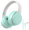 RockPapa L22 Kinder kopfhörer, Kabel Kopfhörer für Kinder, 3,5 mm Aux Jack, Verstellbares Stirnband mit Mikrofon, Faltbarer Kopfhörer Over-Ear für Schule, Travel, Jungen, Mädchen (Hellgrün)