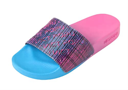 VICT POPU Damen Slides Badeschuhe Hausschuhe Badeschlappen Sommer Schlappen Gartenschuhe Rutschfeste Badelatschen Flach Strand Sandale Verlaufsfarbe 39