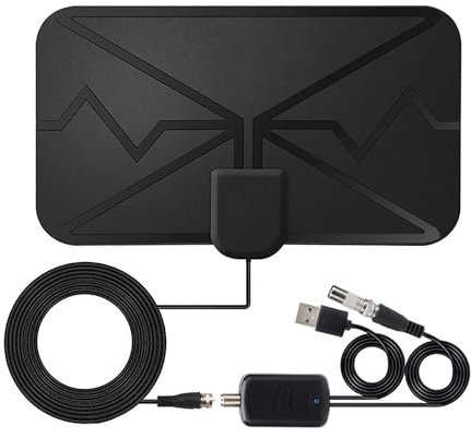 DVB-T/DVBT2 Antenne mit verstärker innen,zimmerantenne DVBT2 Antenne digitaler Signalverstärker 120+km Reichweite 360°Empfang für 4K 1080P VHF UHF kostenlose Kanäle,Home Smart TV/Radio,lokaleTV Kanäle