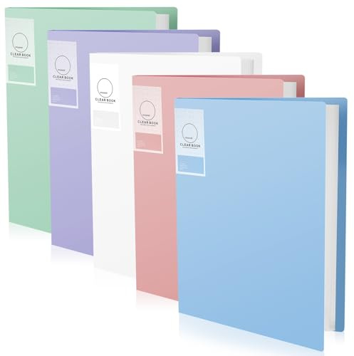 Humyoun 5 Pcs Binder with Plastic Sleeves 8.5 x 11 Portfolio Binder Presentation Book with 30 Pocket Heavy Duty Display 60 Pages Clear Sheet Protectors for Artwork Documents Certificates School Office