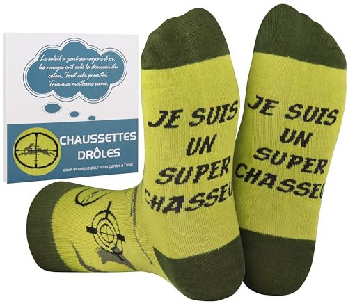 Merclix Chaussette Chasse Homme 43-46 Idee Cadeau Chasseur Homme Original Humour Cadeau Accessoire Chasse