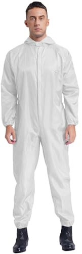 ranrann Unisexe Combinaison de Travail Antistatique Anti-poussière Combinaison Complet de Protection Techinicien Ouvrier d’atelier Peinture Aérosol Blanc 4XL