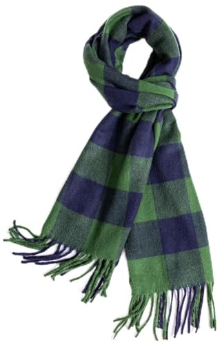 TUSHUSTY Scarf For Men Women Winter Warm Neck Plaid Solid Scarves Fall Softest Classic Green Navy Blue
