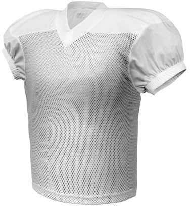 EALER Boys' Youth Stretch Football Practice Jersey, Blank Football Jersey Mesh Athletic Football Shirt Practice Sports Uniform White Medium