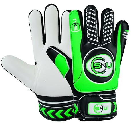 Gants de gardien de but de football junior pour garçons, enfants et jeunes avec paume super adhérente et protection durable (vert, 6)