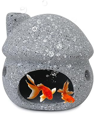 MultiValue Aquarium Cave Decoration, Aquarium Fish Hideout Ceramic Fish Tank Ornament Mushroom House Fish Tank Betta Hidden Tunnel for Fish Shrimp Rest Play Natural Breeding