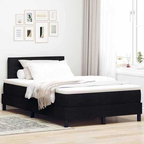 vidaXL Boxspring Säng med Madrass Svart 120x200 cm Tyg