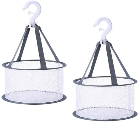 2 PCS Peg Baskets, Peg Bag for Washing Line with Hanger, Peg Baskets for Washing Line, Gray Nylon Peg Bags for Efficient Clothes Peg Storage, Compact Laundry Organizers for Home and Travel