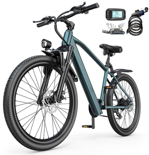 Elegllde E-Bike 24 tum för vuxna, 250 W elcykel med 36 V 10 Ah-batteri, 25 mph-hastighet, 7-växlad räckvidd upp till 40 km, stadse-cykel för daglig pendling