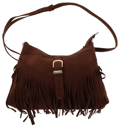 VANZACK Bolso Bandolera Mujer MarróN De Ante Con Flecos Estilo Bohemio ÉTnico Vintage Para Viajes Y Uso Diario