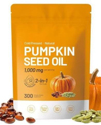 1 pièce, huile de graines de citrouille, palmier nain | Huile vierge pure pressée à froid, soutient les cheveux – Sans produits laitiers, sans gluten, sans OGM