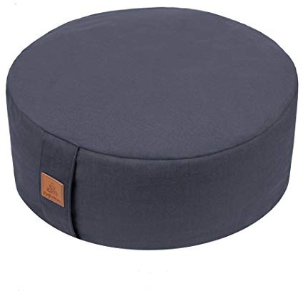 Zafu Buckwheat Meditation Cushion D=13/16 H=5.5 Round zabuton Meditation Pillow, Large Yoga Bolster Kneeling Pillow Premium Yoga Pillow for Sitting on Floor,Zippered Organic Cotton Cover-Dark Grey13