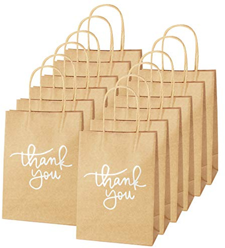 24 Pack Paper Party Bags,Kraft Paper Party Bags with Handles for Birthday,Business,Boutique,Wedding and Party Celebrations(Silver)