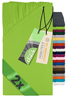 Emily´s Check 2er-Pack Spannbettlaken für Lauf-, Krabbelgitter und Reisebett 1493.2123, 75 x 100 cm, apfelgrün