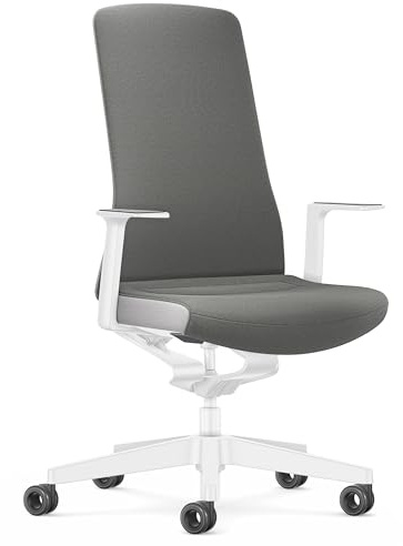Interstuhl Bürostuhl Pure Interior Edition - Der Schreibtischstuhl der Sich an Gewicht und Bewegung anpasst - ergonomische Smart-Spring Technologie - Made in Germany (1D-Armlehne, Grau | Weiß)