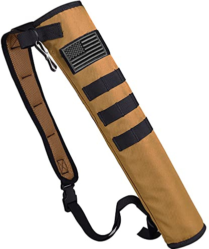 KRATARC Archery Lightweight Back Arrow Quiver Dual Use Foldable Compact Hip Arrows Bag with Molle System Hanged for Target Shooting (Brown- diameter 3.5'')